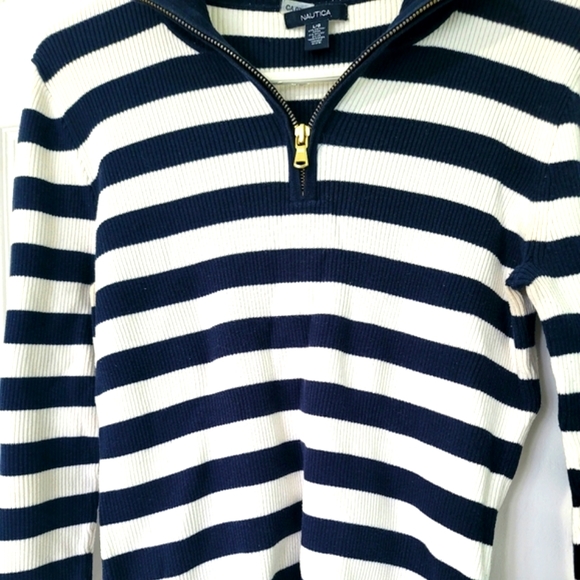 Nautica Women's 1/4 Zip Striped Sweater Top Size L - Picture 4 of 12